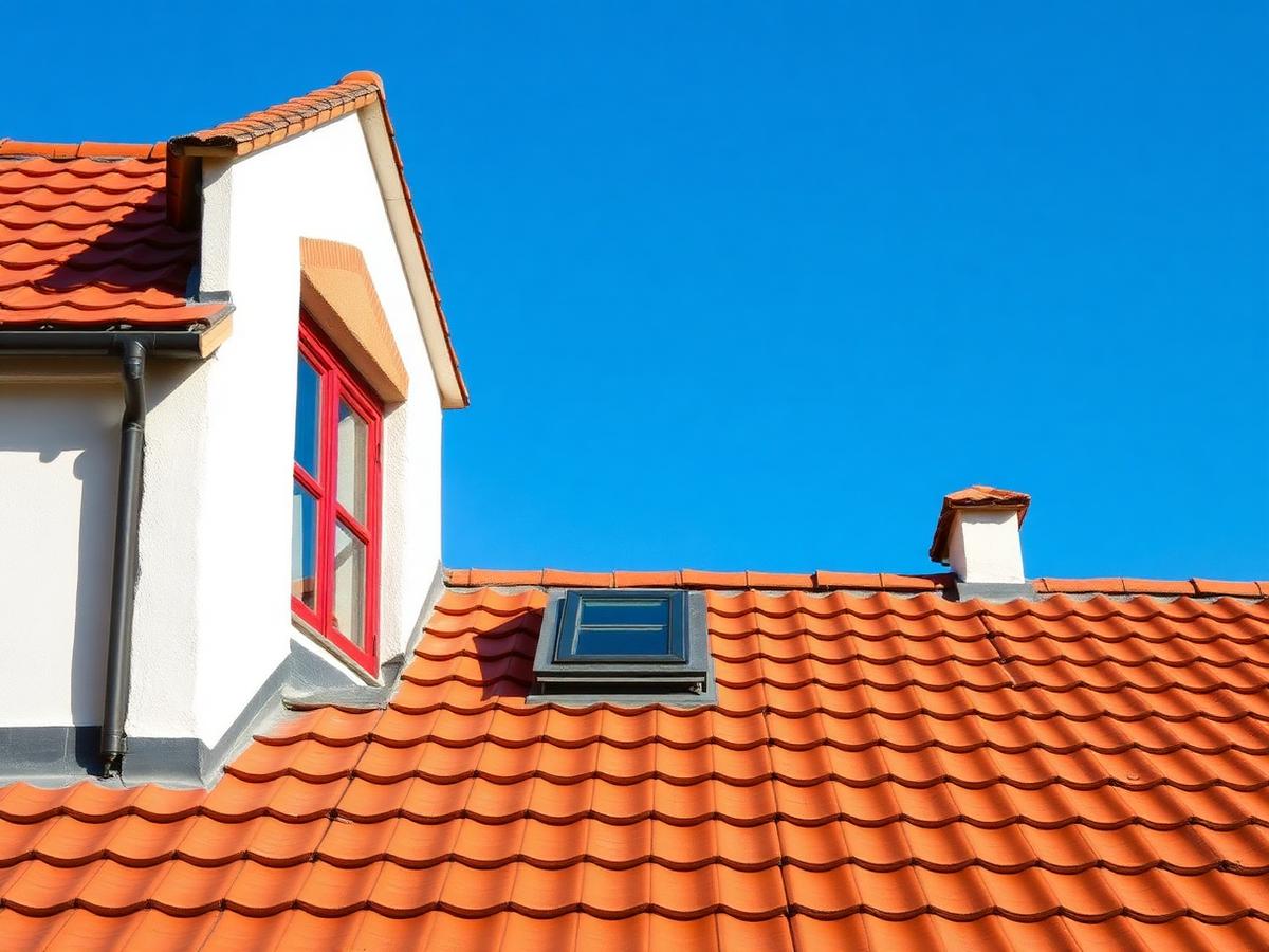 Toiture en tuiles rénovée avec lucarne et fenêtre de toit